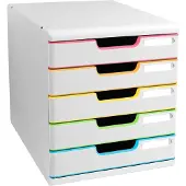 Exacompta Black office Ladekastje Kunststof Wit 5 Lades 28,8 x 35 x 32 cm
