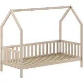 Vipack Bedhuisje Home - 90x200 cm - met hekje - wit dennenhout