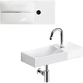 Clou Vale keramische fontein 45cm wit glans met Kaldur toiletkraan chroom