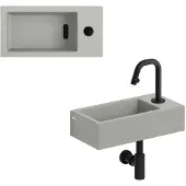 Clou Flush 3 keramische fontein grijs mat met Kaldur toiletkraan zwart mat