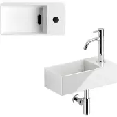 Clou New Flush 3 keramische fontein wit glans met Freddo toiletkraan chroom