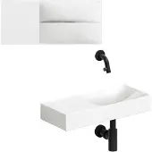 Clou Vale keramische fontein 45cm wit mat met Kaldur fonteinkraan zwart mat