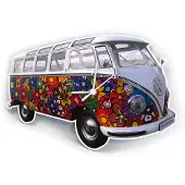Brisa Wandklok Volkswagen T1 bus Bulli - Kleur - Bloemen