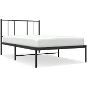 vidaXL Bedframe met hoofdbord metaal zwart 90x190 cm