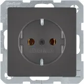 Berker Q1 Contactdoos | Inbouw | 1-voudig | Randaarde | Antraciet - 66.045.42