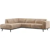 Woood Statement Hoekbank Links - Ecoleer - Cognac - 77x274x210