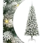 vidaXL Kunstmatige Hinged Kerstboom 300 LED's Groen en Wit 180 cm