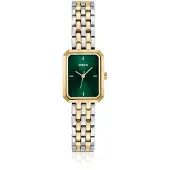 HUGO Rechthoekig tweekleurig horloge met groene wijzerplaat