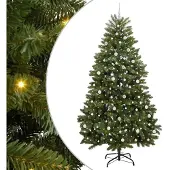 vidaXL - Kunstkerstboom - 240 - cm - 300 - LED's - Warmwit - PVC - en - Staal - Groen