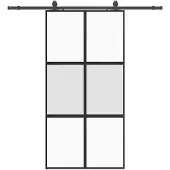 vidaXL Schuifdeur met beslag, zwart, 102,5x205 cm, veiligheidsglas