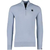 Butcher of Blue normale fit trui effen blauw half zip