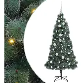 vidaXL Kunstmatige Voorverlichte Kerstboom met Ballenset Groen 150 cm