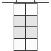 vidaXL Schuifdeur met beslagset 102,5x205 cm gehard glas zwart