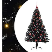 vidaXL - Kunststof - Voorverlichte - Kerstboom - met - 150 - LED - Zwart - 150 - cm - PVC