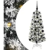 vidaXL Kunstmatige Hinged Kerstboom 150 LED's Groen en Wit 120 cm