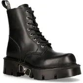 New rock Unisex zwarte gotische militaire bikerlaarzen - MILI084N-S3