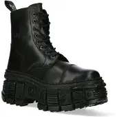 New rock zwarte Goth lederen laarzen-WALL083C-S5