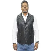 Infinity Leather Heren slim klassiek lederen vest-Bristol