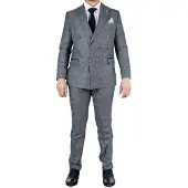 TruClothing Klassiek grijs 2-delig herenpak met dubbele rij knopen