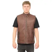 Infinity Leather Omkeerbaar zwart en bruin lederen gilet-Preston voor heren