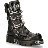 New rock zwarte puntige gotische laarzen met halfhoge kuit-727-S1