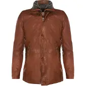 Infinity Leather Afneembare kraag, halflange warme jas