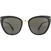 Tom Ford Zonnebril Simona FT0717 01A Glanzend Zwart Roos Goud Smoke Grijs