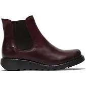 Fly london Dames Rode SALV Chelsea Leren Enkel Casual Wedge Heel Laarzen