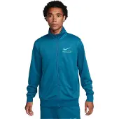 Nike -branding Op De Achterkant Van Een Blauw Trainingsjack Met Rits
