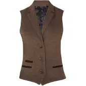 TruClothing Dames Tweed jaren 1920 visgraat lichtbruin vest