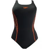 Speedo Placement Dames Zwart/Oranje Zwempak