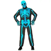 Widmann - Neonblauw skeletkostuum voor volwassenen - XL