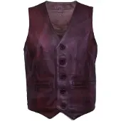 Infinity Leather Bruinen lederen vest formeel traditioneel giletvest