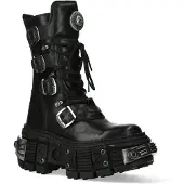 New rock zwarte halfhoge lederen Goth-laarzen-WALL1473-S11
