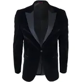 TruClothing Heren zwart fluwelen diner smoking colbert blazer