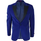 TruClothing Heren blauw fluwelen diner smoking colbert blazer