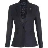 TruClothing Womens Tweed visgraat zwarte wol jaren 1920 blazer