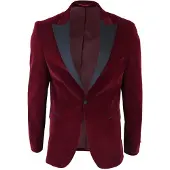 TruClothing Heren bordeaux fluwelen diner smoking colbert blazer