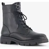 Tamaris dames veterboots met luipaardprint zwart maat 38
