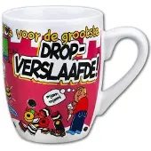 TGL Mok beker drop verslaafde. Verslaafd aan drop.