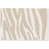 MuchoWow Deurmat 60x40 cm - Droogloopmat Zebraprint - Beige - Wit - Dierenprint - Mat voor binnen - Schoonloopmat - Deurmatten met print - Inloopmat
