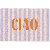 MuchoWow Deurmat 60x40 cm - Droogloopmat Ciao - Quote - Pastel - Strepen - Mat voor binnen - Schoonloopmat - Deurmatten met print - Inloopmat