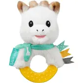 Sophie de Giraf Bijtrammelaar - 2-in-1 Rammelaar & Bijtring - Baby speelgoed - Kraamcadeau - Babyshower cadeau - Vanaf 3 maanden - 13x7x6 cm - Pluche/Rubber - Geel/Wit/Turquoise