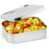 Lunchbots Medium Uno - RVS Broodtrommel en Lunchbox met 1 Groot Vak voor Boterhammen - 600 ml - 15 x 13 cm - Niet Lekvrij, voor Droge Voeding - Vaatwasserbestendig - All Stainless