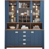 Innostyle Dijon buffetblad + dressoir op houtbasis Parisian Blue/Haveleiche Cognac