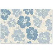 MuchoWow Deurmat 60x40 cm - Droogloopmat Hibiscusbloemen - Blauw - Patroon - Tropisch - Mat voor binnen - Schoonloopmat - Deurmatten met print - Inloopmat