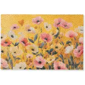 MuchoWow Deurmat 60x40 cm - Droogloopmat Bloemen - Veld - Geel - Mat voor binnen - Schoonloopmat - Deurmatten met print - Inloopmat