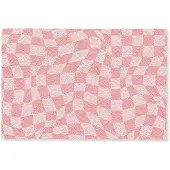 MuchoWow Deurmat 60x40 cm - Droogloopmat Hokjes patroon - Roze - Golvende lijnen - Mat voor binnen - Schoonloopmat - Deurmatten met print - Inloopmat