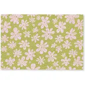 MuchoWow Deurmat 90x60 cm - Droogloopmat Bloemen - Roze - Getekend - Patroon - Mat voor binnen - Schoonloopmat - Deurmatten met print - Inloopmat