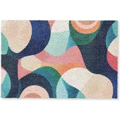 MuchoWow Deurmat 60x40 cm - Droogloopmat Abstract - Blauw - Roze - Mat voor binnen - Schoonloopmat - Deurmatten met print - Inloopmat